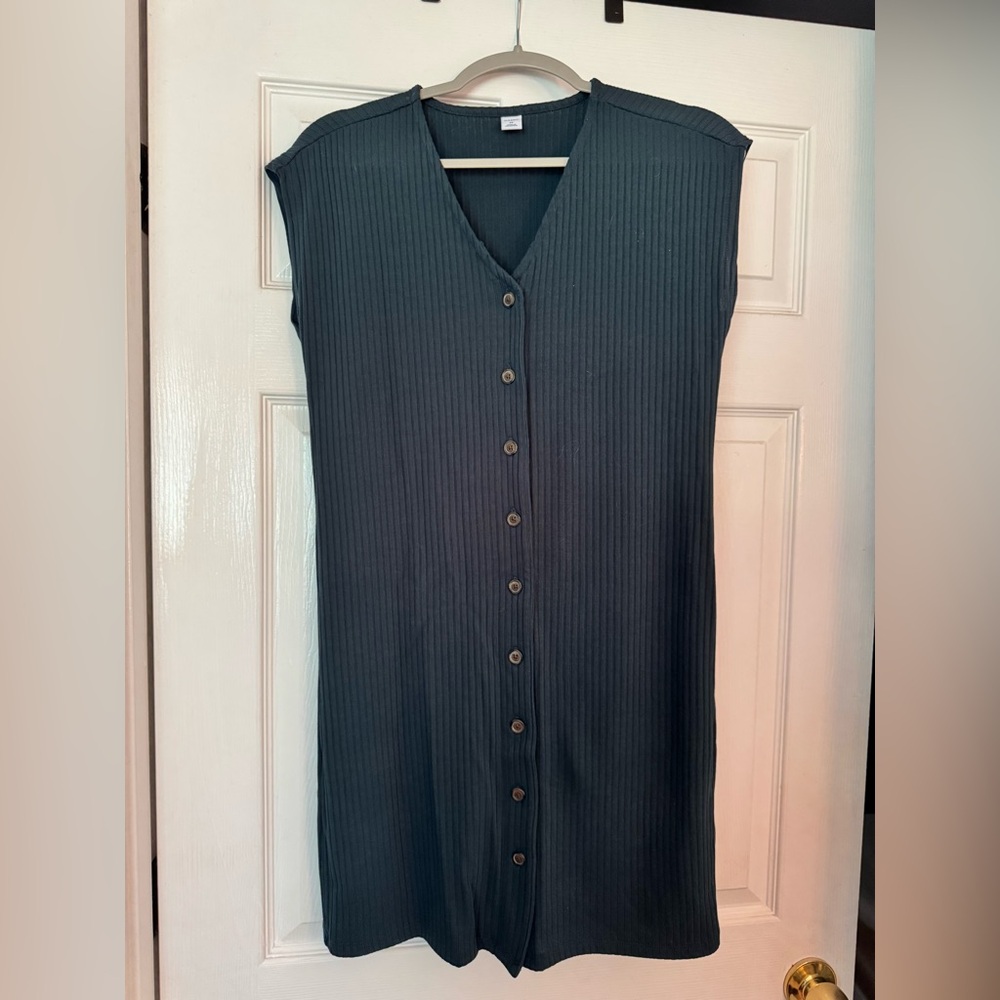 Old Navy Charcoal Ribbed Knit Midi Dress